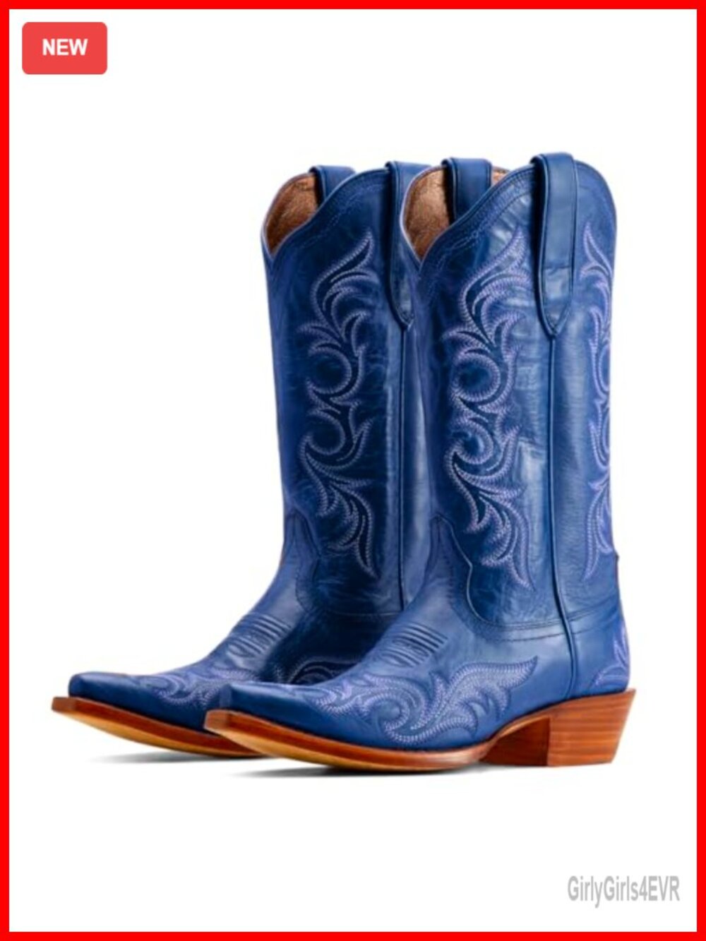 Women's Western Cowboy Boots Embroidered Mid Calf Stacked Heel Pull On